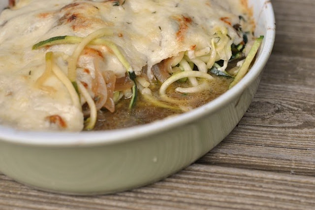 French Onion Zoodle Bake #vegetarian #recipe