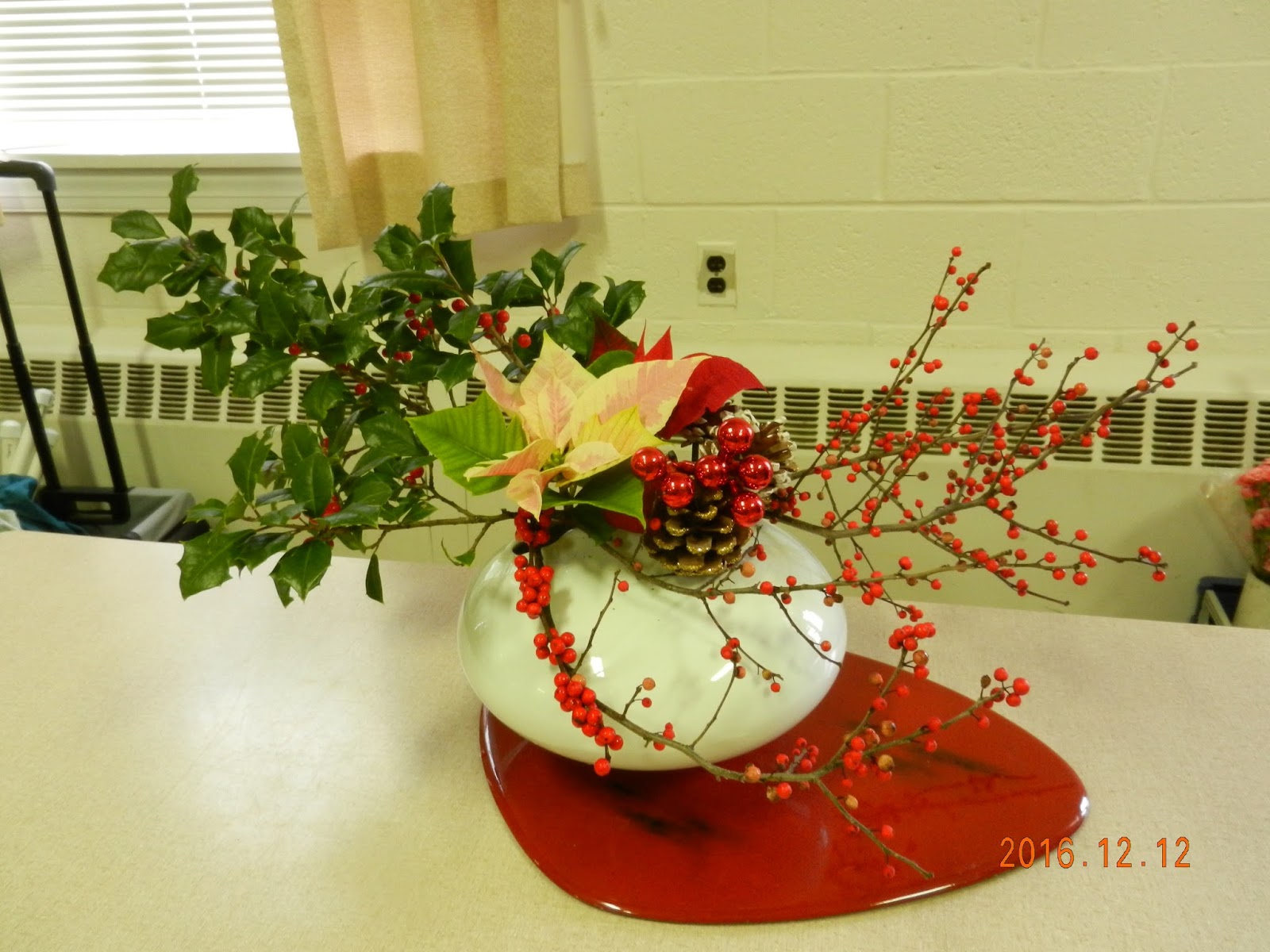 Orchids and Ikebana Holiday Arrangement for Christmas