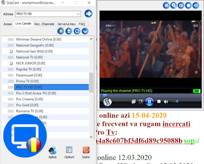 Canale românești online protocol Sopcast și Acestream