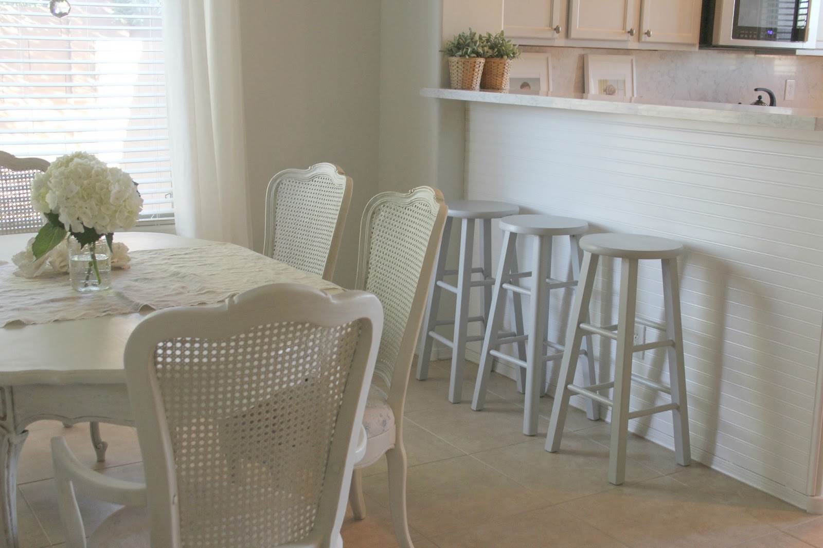 French Country shabby chic style dining room and breakfast bar by Hello Lovely Studio