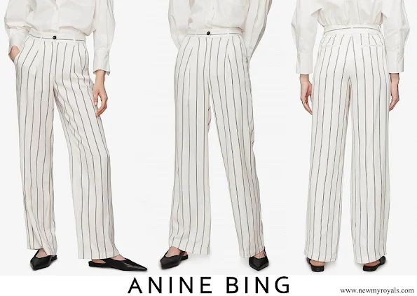 Meghan Markle wore Anine Bing Ryan black and white striped trousers