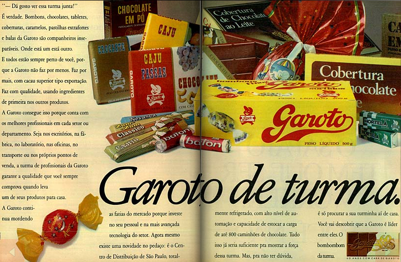 Chocolates Garoto 1989 Propagandas Históricas Propagandas Antigas