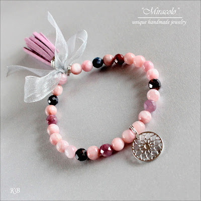 bransoletka z rubinem szafirem kunzytem, bracelet