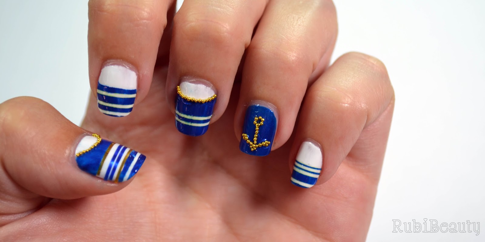 rubibeauty nail art diseño uñas design navy marinero It huelva