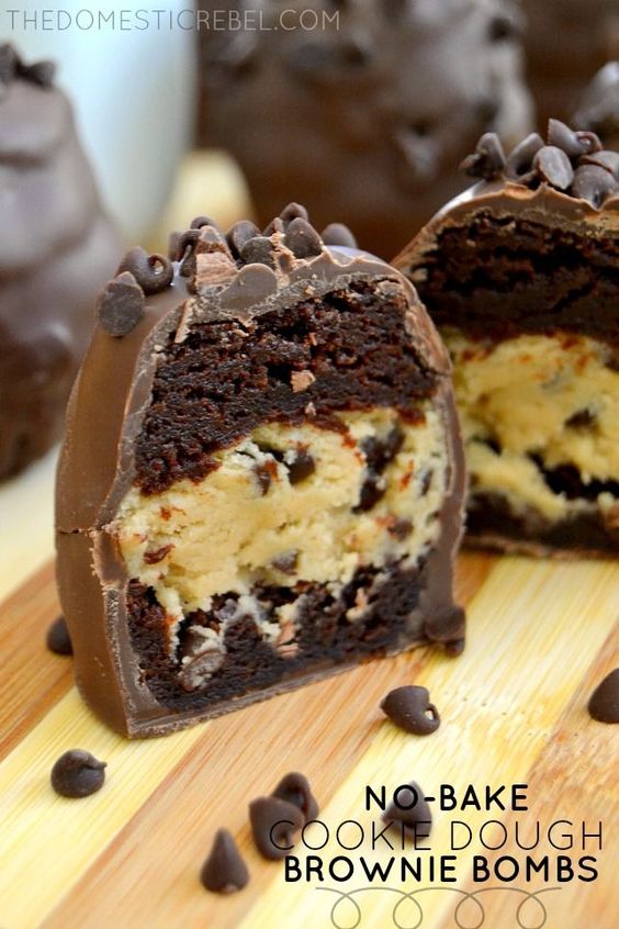 NoBake Chocolate Chip Cookie Dough Brownie Bombs Chocolate Cookies