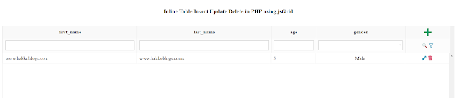 Inline Table Insert Update Delete di PHP menggunakan jsGrid - Hakko Blog's