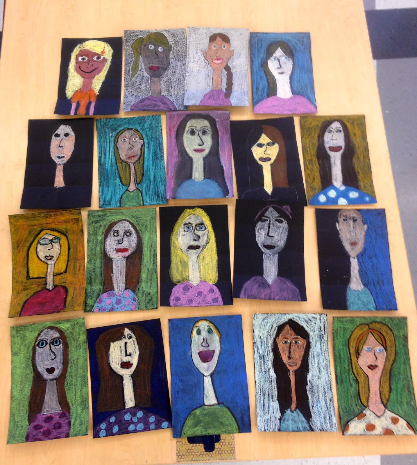 PCES 4th Grade Art Enrichment: Modigliani Inspired Self Portraits