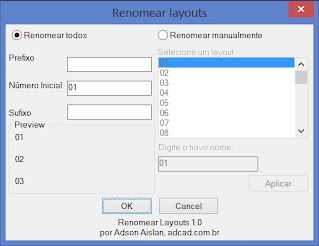 Caixa de diálogo do LISP Renomear Layouts