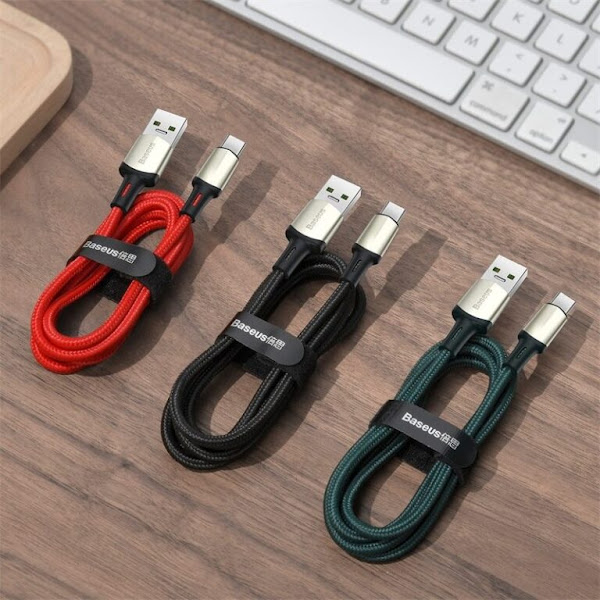 Cáp sạc nhanh,siều bền Baseus Cafule Type C VOOC Cable cho OPPO/Samsung/Huawei/ Xiaomi (5A, VOOC Officially Authorized Quick Charge, Nylon Braided + Zinc Alloy Cable)