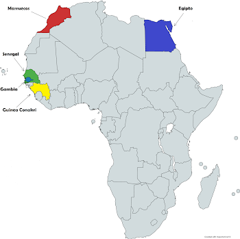 Países visitados de ÁFRICA (5)