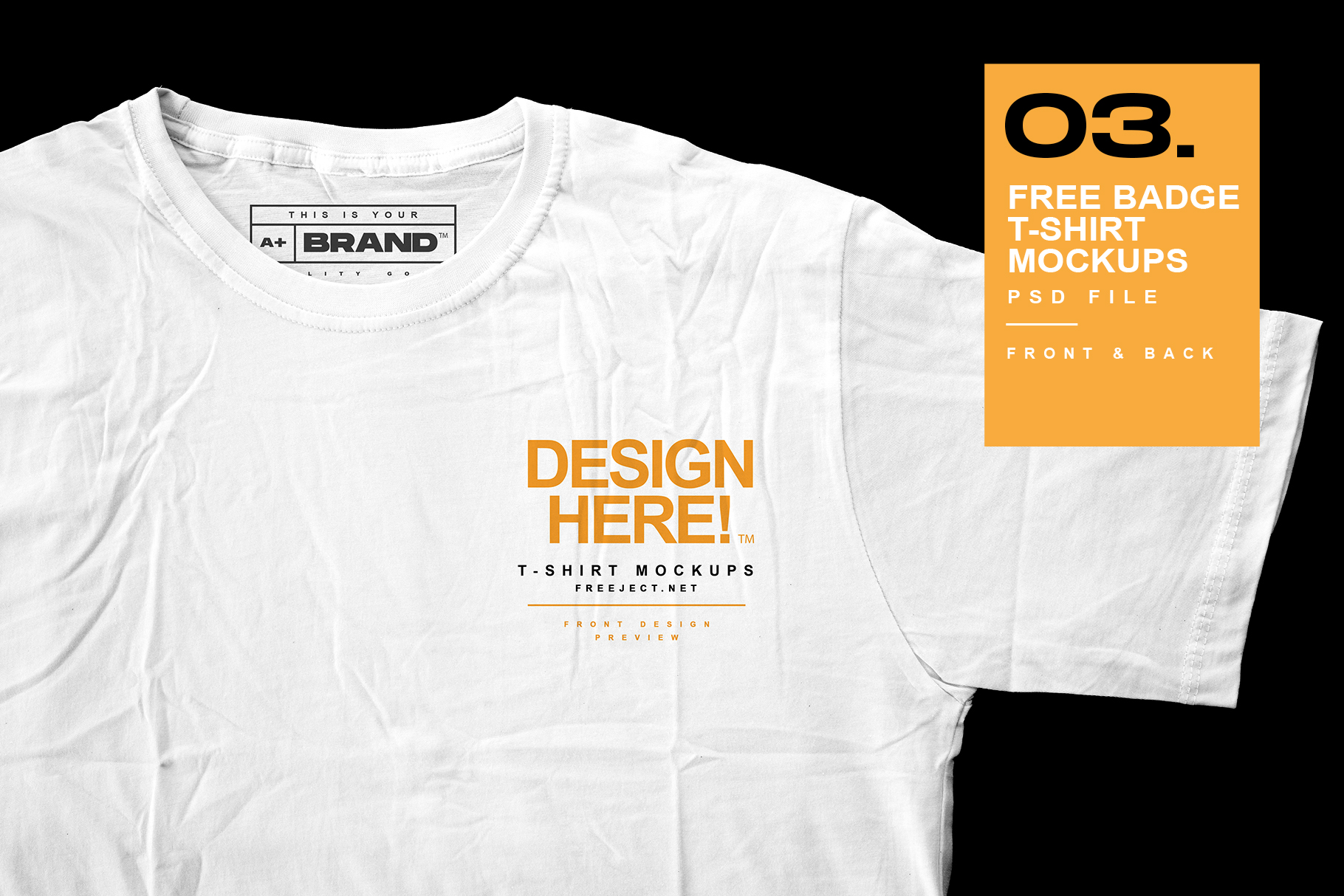 Download Free Download Detail Badge on T-Shirt Mockups Design - PSD File