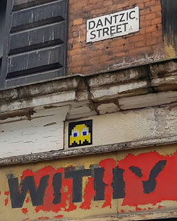 The first Invader I spotted in Manchester that reminded me that they existed - and got me hooked on finding more - was MAN_08 on Withy Grove Stores on Dantzic Street The first Invader I spotted in Manchester that reminded me that they existed - and got me hooked on finding more - was MAN_08 on Withy Grove Stores on Dantzic Street