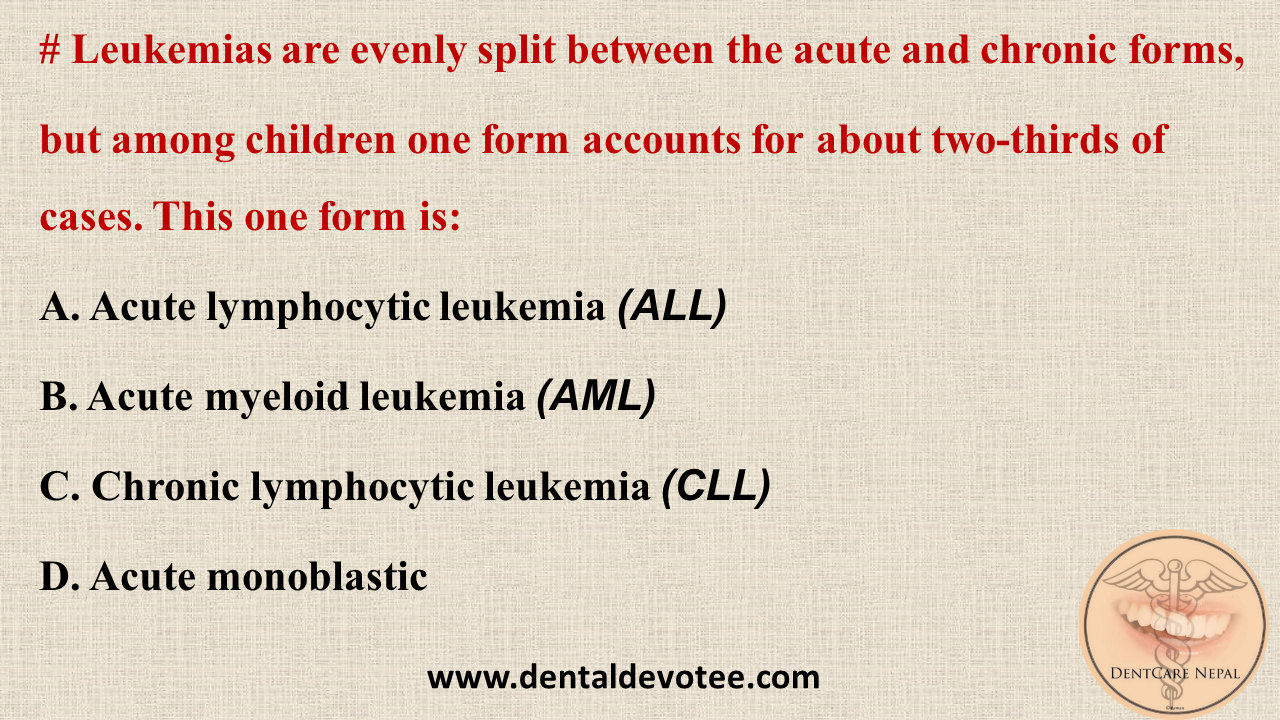 Dentosphere World of Dentistry Leukemia most common in children
