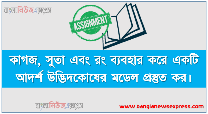 কাগজ, সুতা এবং রং ব্যবহার করে একটি আদর্শ উদ্ভিদকোষের মডেল প্রস্তুত কর।