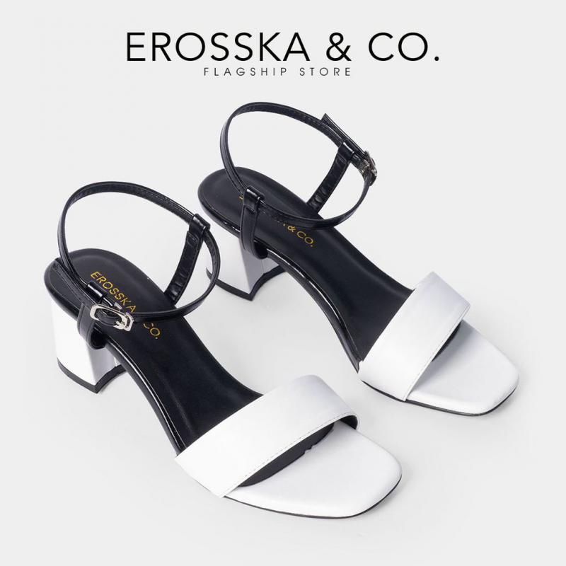 Giày sandal cao gót Erosska thời trang mũi vuông phối quai dây mảnh nhiều màu cao 5cm màu bò – EB030