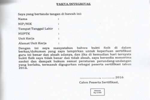 Berkas Yang Harus Dikumpulkan Calon Peserta PLPG 2016