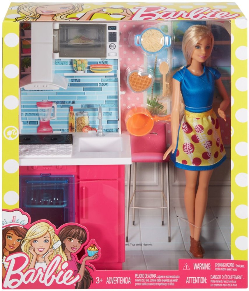 barbie doll and home office set
