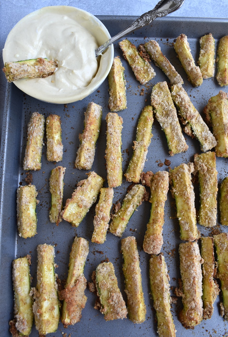 Breaded Zucchini Fries with Creamy Dijon Dipping Sauce The