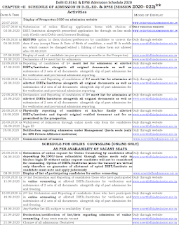 Delhi DELED DPSE Admission schedule 2020