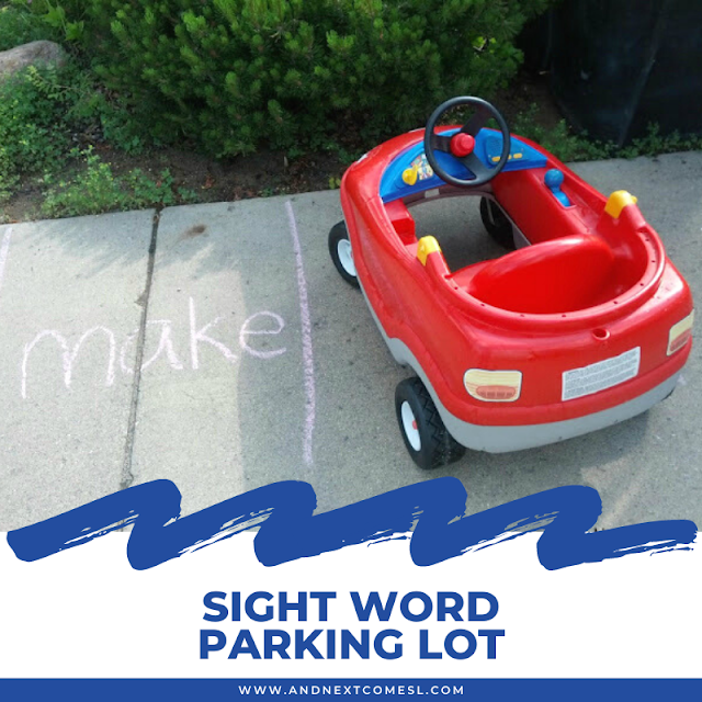 Sight word parking lot game for kids to play outdoors