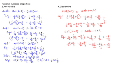 Associative and Distributive properties of rational numbers