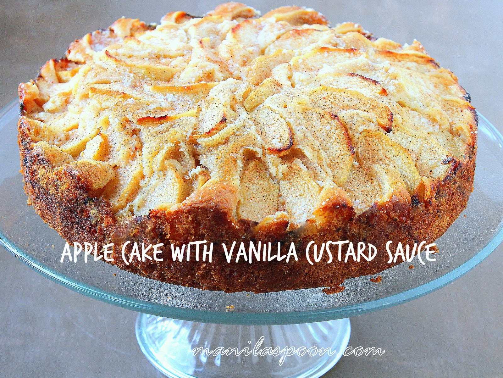 This scrumptious Apple Cake is moist and flavorful while the custard sauce is simply divine! | manilaspoon.com