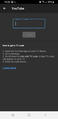 YouTube Android enter code