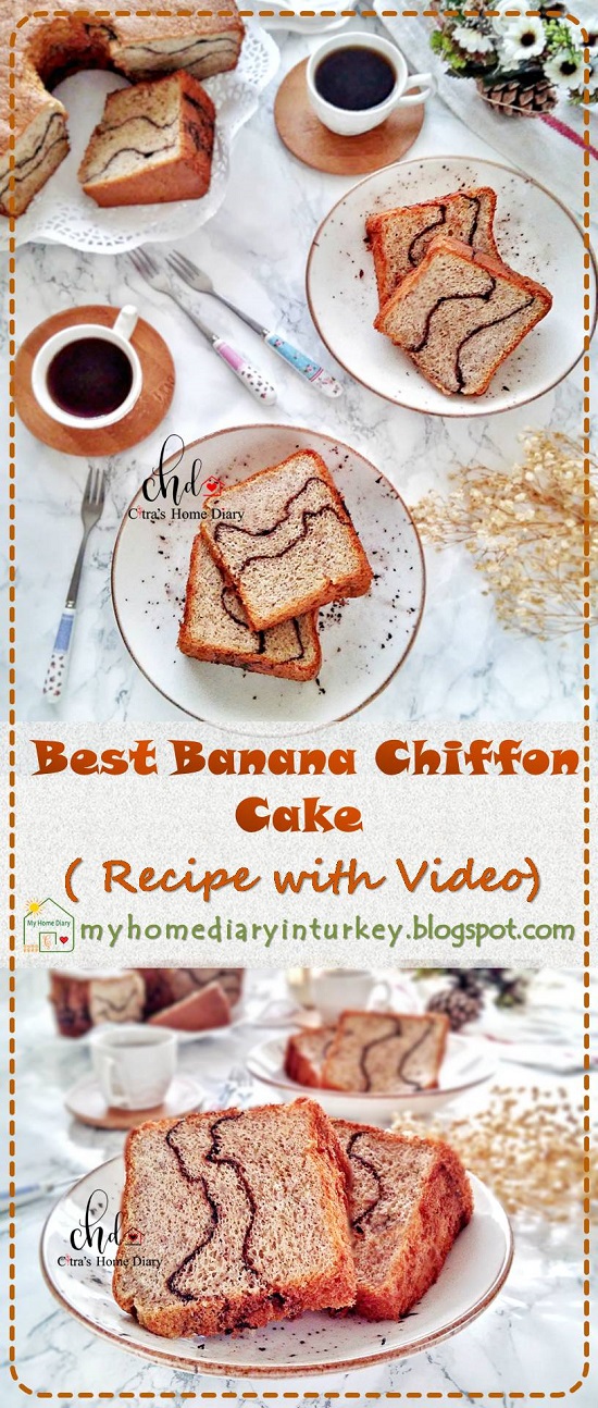 Banana Chiffon Cake Recipe with video | Çitra's Home Diary. #bananacake #chiffoncake #bananachiffoncake #cakerecipe #dessert #resepchiffoncake #şifonkektarifi #şifonkek