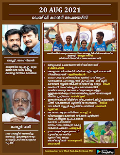 Daily Malayalam Current Affairs 20 Aug 2021