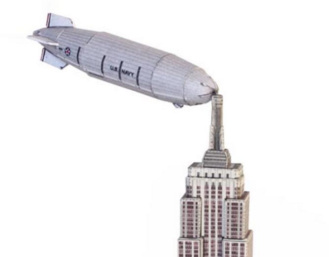 PAPERMAU USS Akron Dirigible Miniature Paper Model In 1/4000 Scaleby