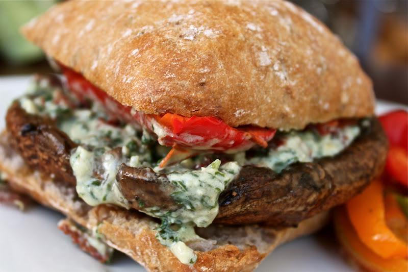 A Globetrotter's Fare Portabella Mushroom Burger with Sundried Pesto