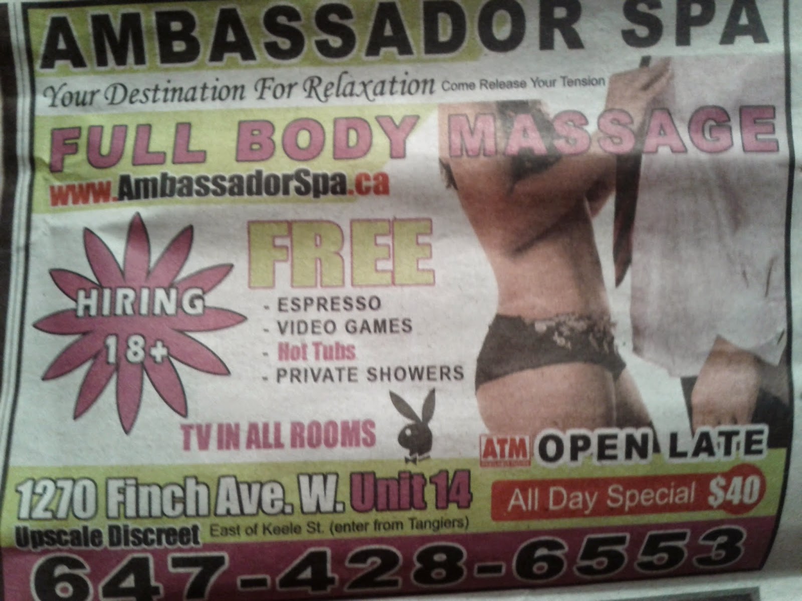 Toronto things Rub and Tug at Finch and Keele Street