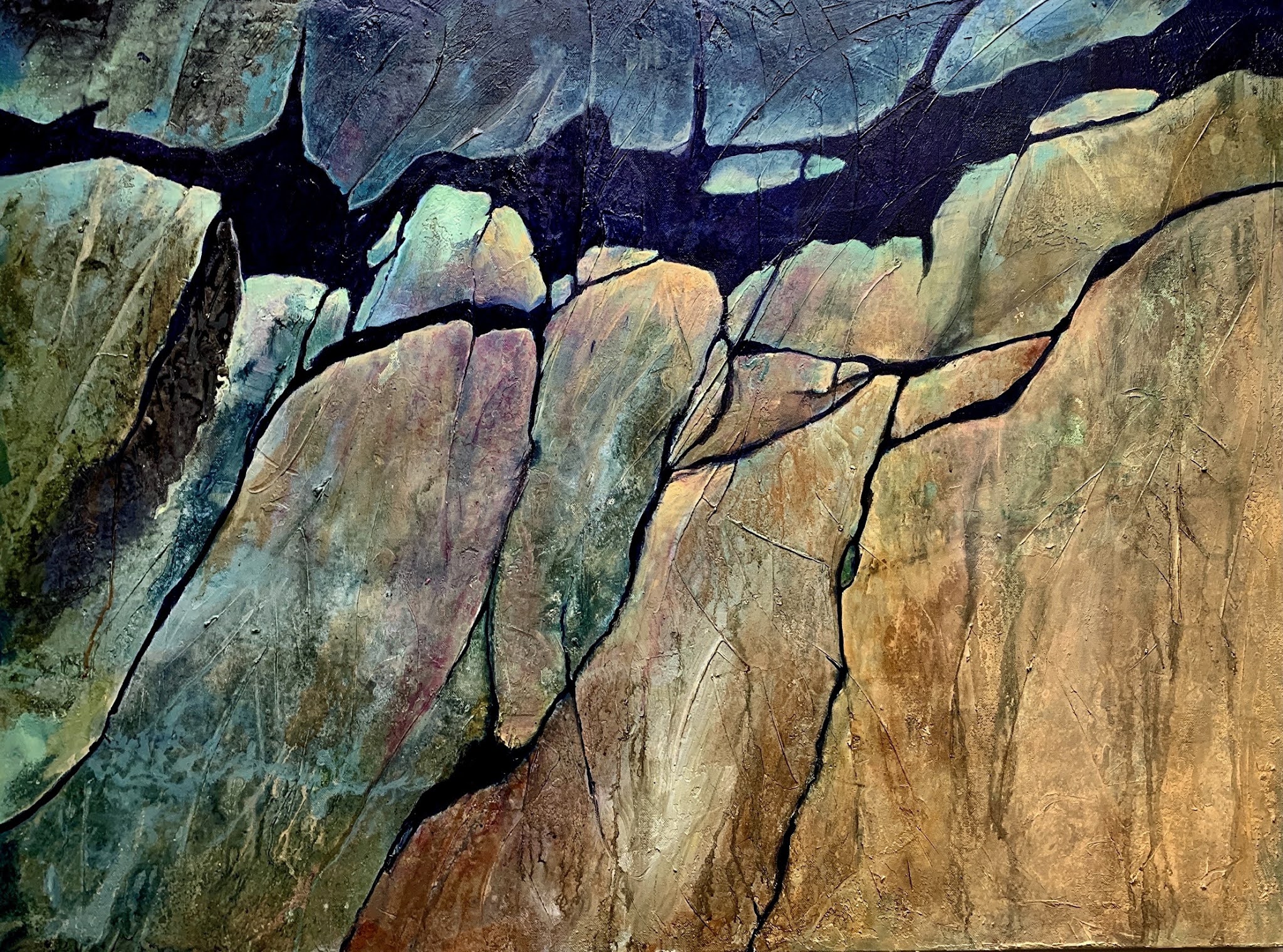 CAROL NELSON FINE ART BLOG Geologic Abstract Art, Mixed Media Painting “Moody Blues” by
