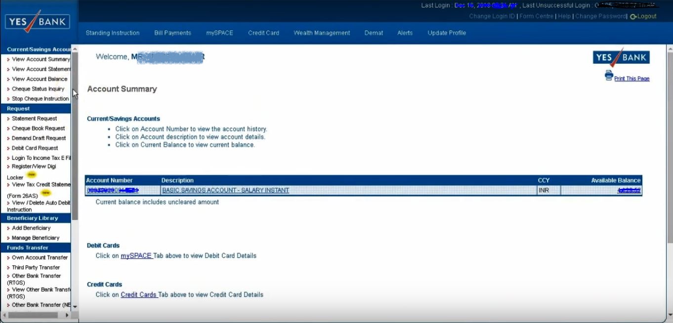 YES Bank Net Banking Online Registration Process