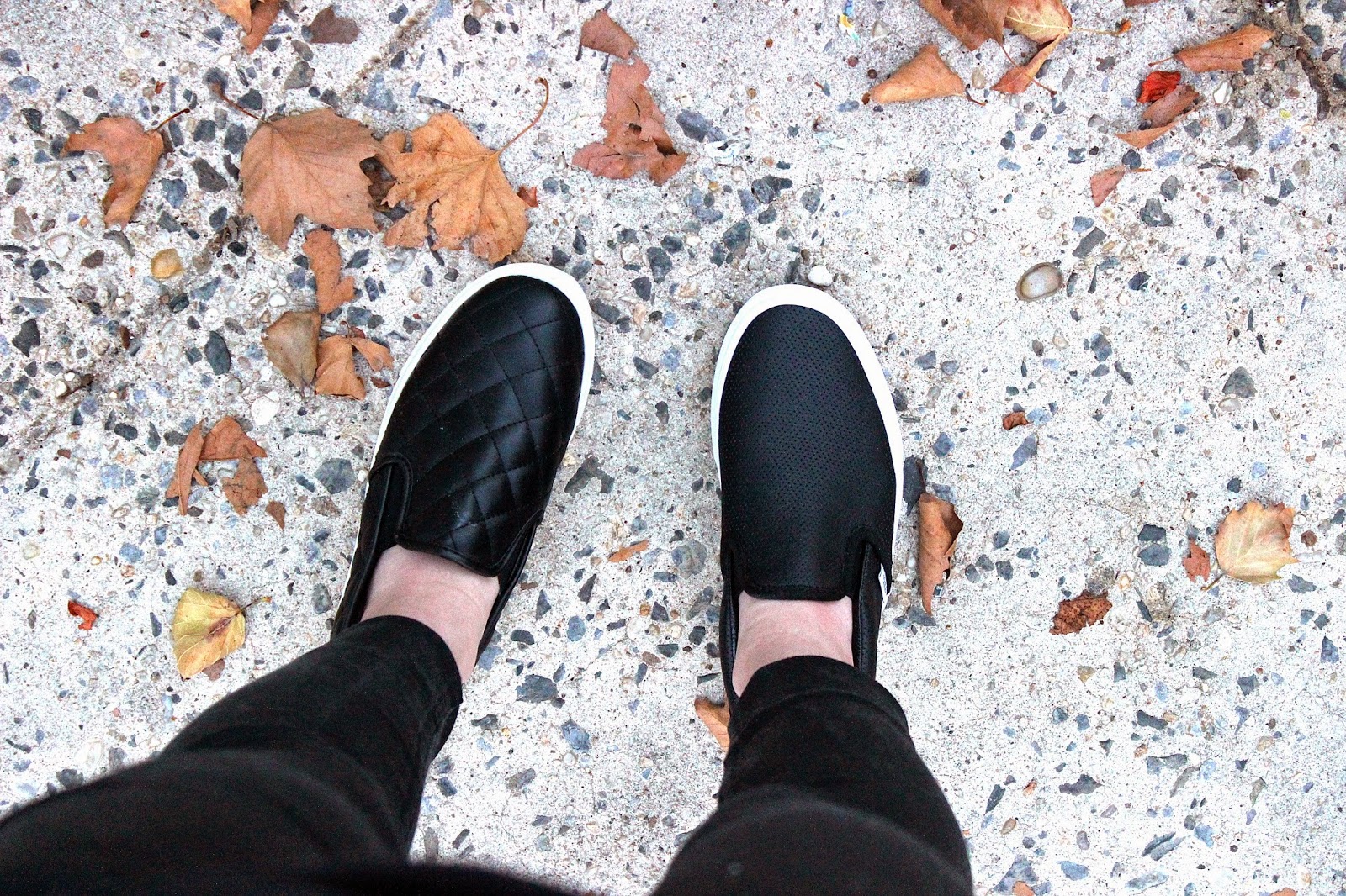 grey leather slip on vans