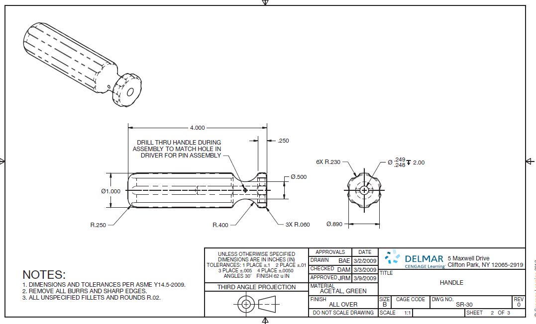 Detail Drawing of Screwdriver Assembly and Parts with Dimension CAD Drawing Blueprint