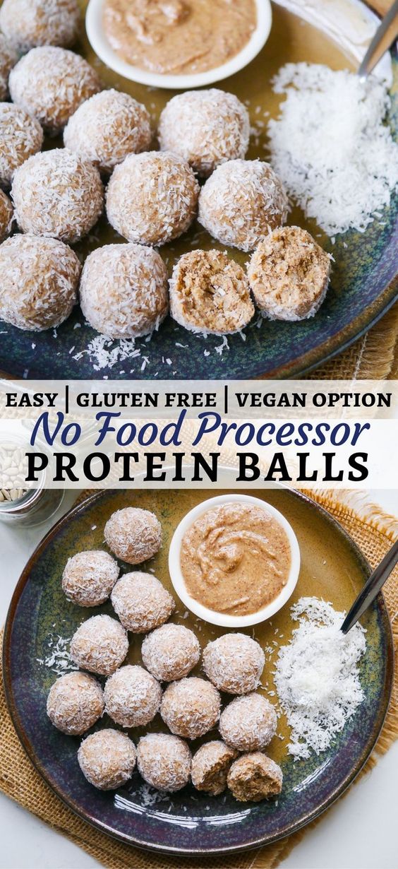 No Food Processor Protein Balls #easyrecipes #glutenfree #vegan #proteinballs #healthysnack #healthyfood #healthyrecipes #snackrecipes