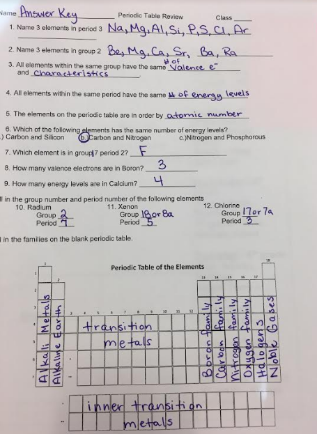Science 8: Review Answer Key