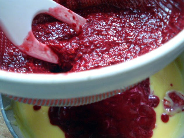 Raspberry ice cream by Laka kuharica: strain the puree to remove the seeds