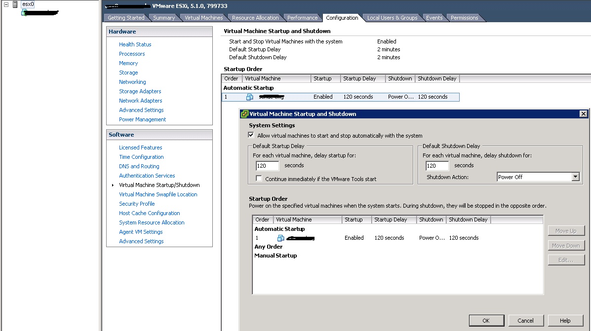 Xtreme Systems Vmware ESXi 5.1 iniciar automaticamente as VMs