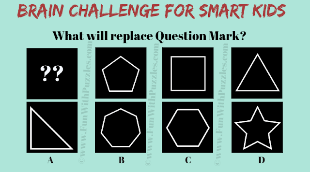 This is Brain Challenge for Smart Kids in which your challenge is to find the missing figure in the given picture series