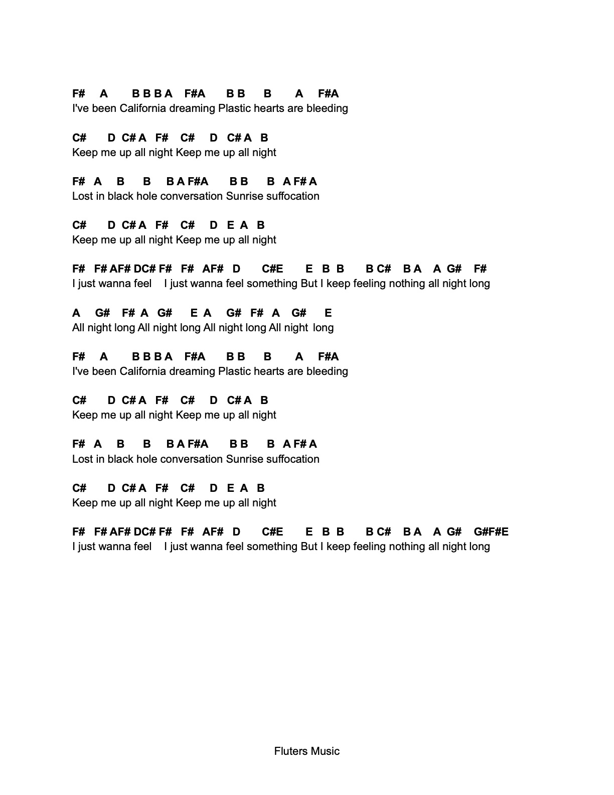 Flute Sheet Music Plastic Hearts