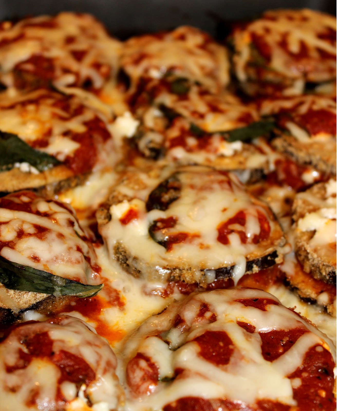 sugar & spice Baked Eggplant Parmesan with Pesto Spaghetti