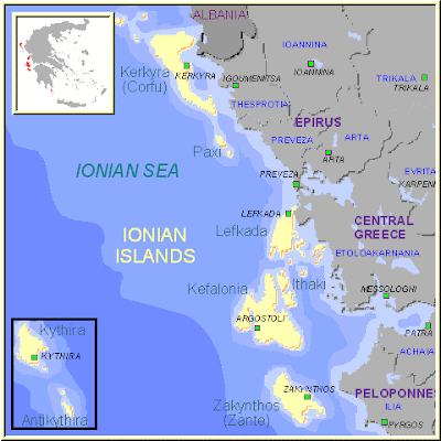 Ionian Islands Map Geographic City | Greece Map Provincial City