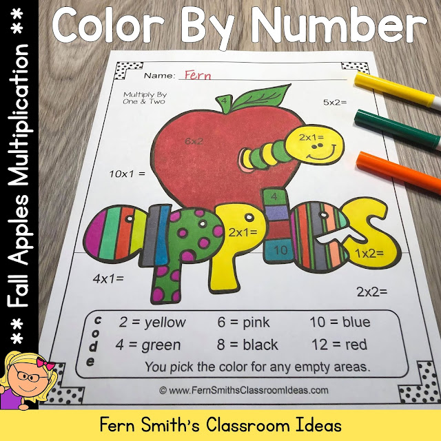 Click Here to Download These Fall Color By Number Multiplication Apple Themed Printables For Your Students Today!