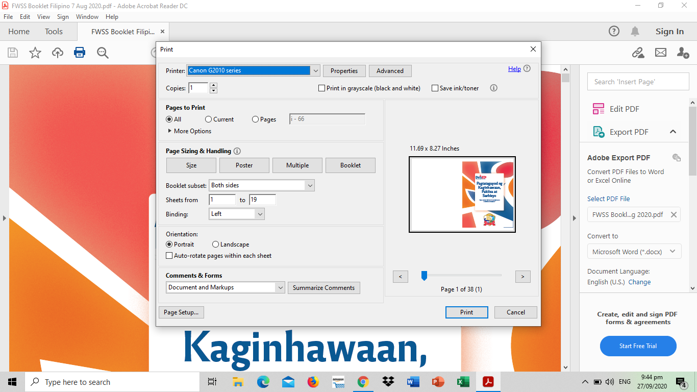 Steps in Printing Module in Booklet Form