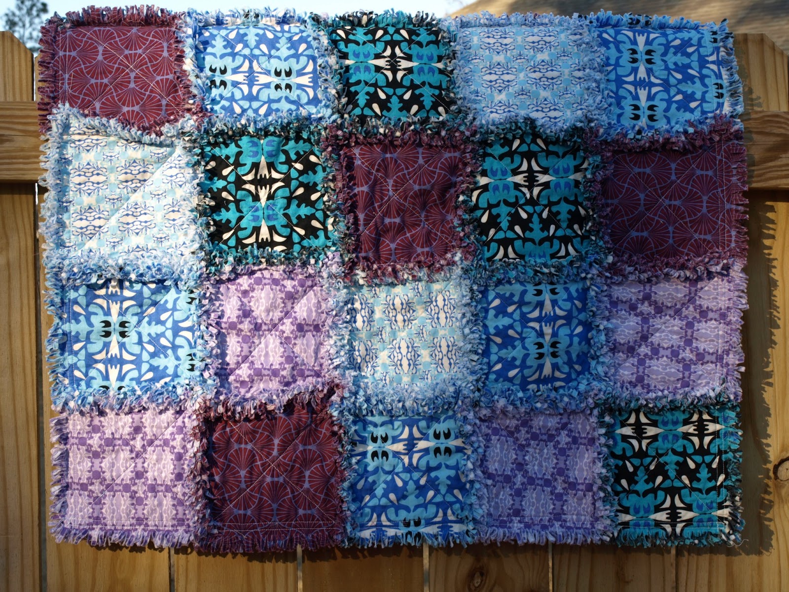 Mojo Fabrics Rag Quilts Rag Quilt Kit Blue Yellow Purple