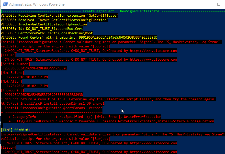 Explore Sitecore InstallSitecoreConfiguration Cannot validate