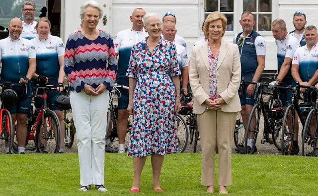 Queen Anne-Marie of Greece and Princess Benedikte of Denmark accompanied Queen Margrethe. Princess Benedikte wore a color-full sweater