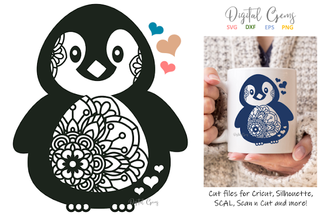 Download Chaos And Crafts Design Freebie Friday Mandala Penguin Svg And Bumble Bee Mixed Case Font SVG, PNG, EPS, DXF File